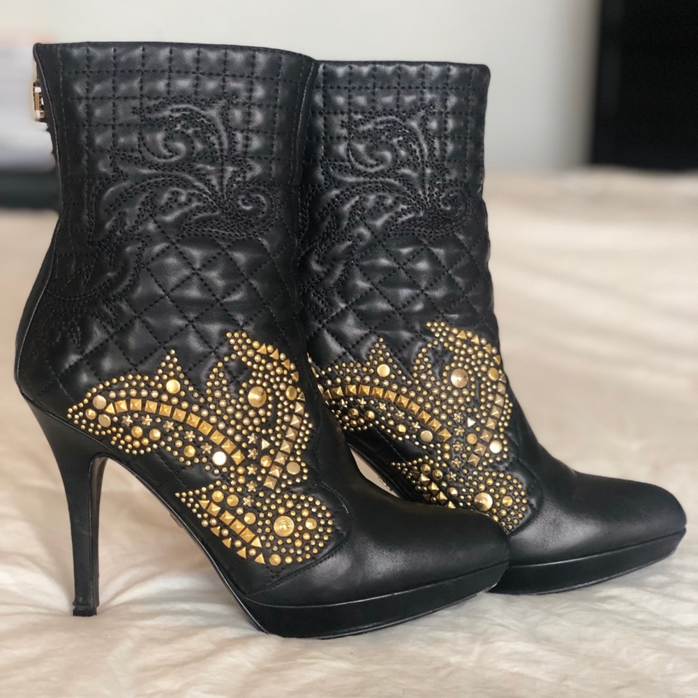 Versace Studded Leather Boots- SZ 39